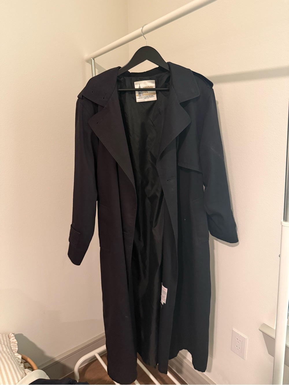 London Fog Black Long Trench Coat for Women